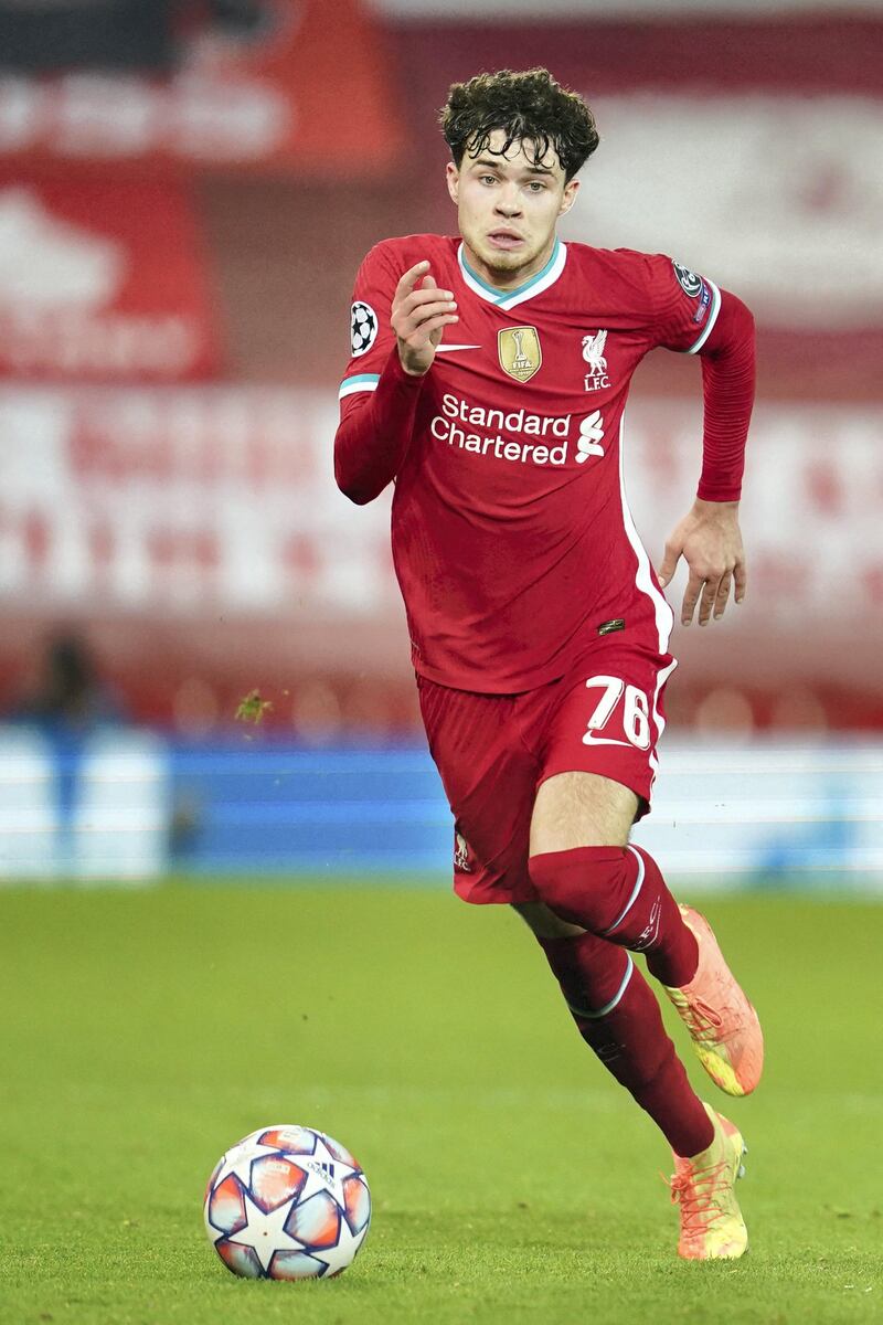 Liverpool's Welsh midfileder Neco Williams controls the ball during the UEFA Champions League 1st round Group D football match between Liverpool and Ajax at Anfield  in Liverpool, north west England on December 1, 2020. (Photo by Jon Super / POOL / AFP)