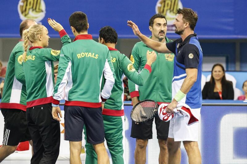 Goran Ivanisevic lost his game to Manila Mavericks’ Mark Philippoussis but his UAE Royals teammates emerged victorious in Dubai. Antonie Robertson / The National