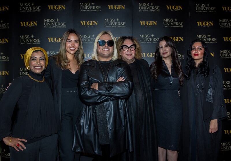 The Miss Universe UAE team from left to right: Afaf Meky, Maggie Wilson, Josh Yugen, Furne Amato, Zel Ali, and Sharihan Al Mashary. Photo: Miss Universe UAE/Yugen PR and Events