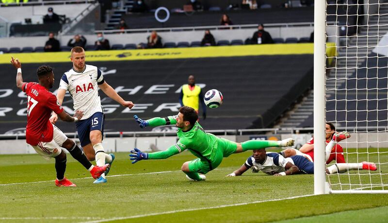 Fred scores for Manchester United to make the score 1-1. Getty