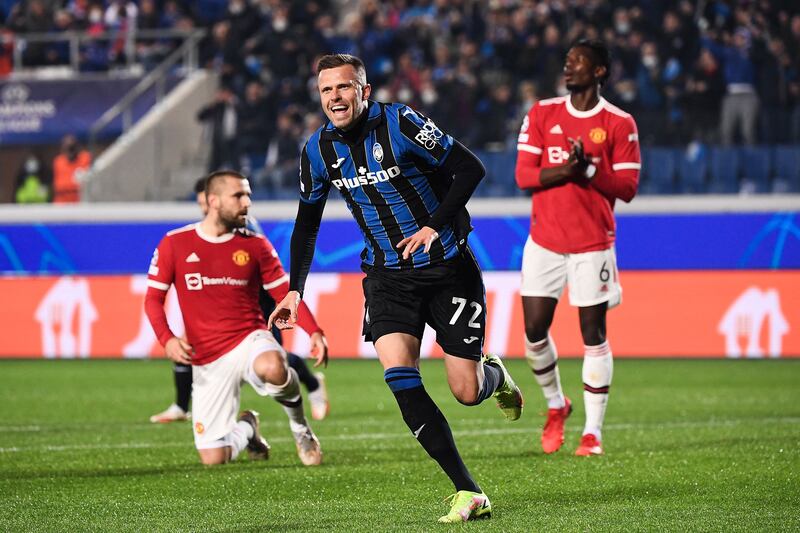 Atalanta's Josip Ilicic celebrates after scoring their opening goal. AFP