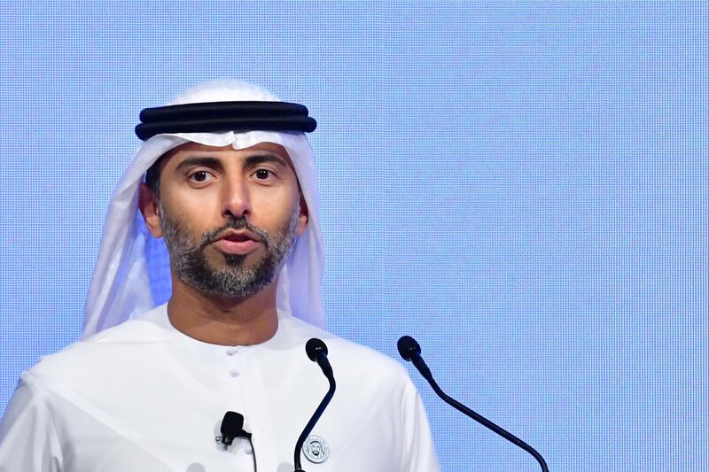 UAE Oil Minister and the current OPEC Conference President, Suhail Mohamed al-Mazrouei, attends the Global Financial Market Forum in Abu Dhabi on February 27, 2018. (Photo by GIUSEPPE CACACE / AFP)