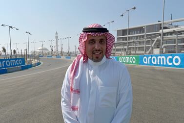 Prince Khalid bin Sultan al-Faisal, president of the Saudi Automobile and Motorcycle Federation (SAMF), speaks during an interview with AFP on November 28, 2021, at the Jeddah Corniche Circuit that is expected to host the Saudi Arabian Grand Prix in the Saudi Red Sea resort of Jeddah.  - Saudi Arabia's debut Formula One race will showcase the country to the world, its motorsports chief said, hitting back at criticism over human rights and calls for singer Justin Bieber to cancel his headline act.  (Photo by Amer HILABI  /  AFP)