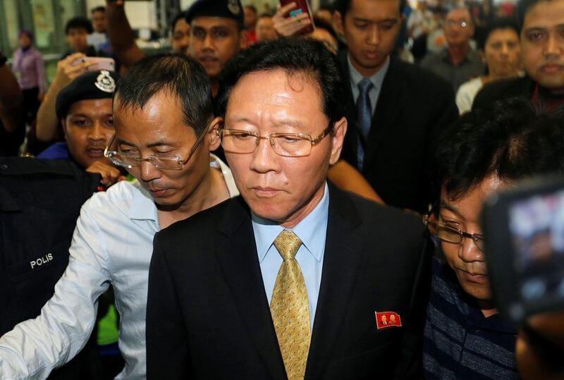 North Korean ambassador to Malaysia Kang Chol, who is expelled from Malaysia, arrives at Kuala Lumpur international airport in Sepang, Malaysia March 6, 2017. Lai Seng Sin/Reuters