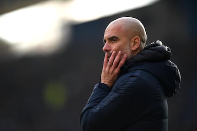 HUDDERSFIELD, ENGLAND - JANUARY 20:  Josep Guardiola manager of Manchester City during the Premier League match between Huddersfield Town and Manchester City at John Smith's Stadium on January 20, 2019 in Huddersfield, United Kingdom. (Photo by Gareth Copley/Getty Images)