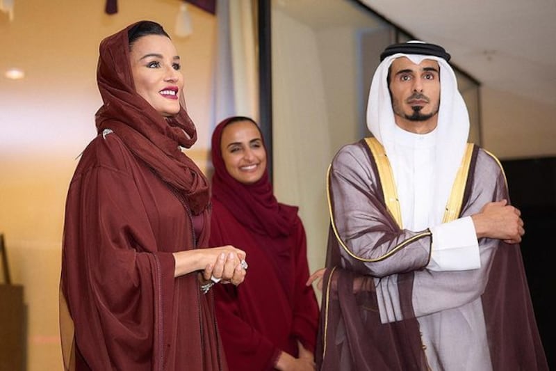 Sheikha Moza, left, with daughter Sheikha Hind bint Hamad and son, former Qatar heir apparent Sheikh Jassim bin Hamad
