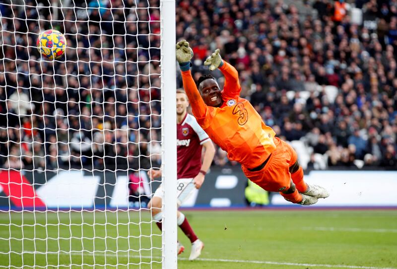 Chelsea goalkeeper Edouard Mendy is beaten by West Ham United's Arthur Masuaku mishit strike in the Premier League game at the London Stadium on December 4. Reuters
