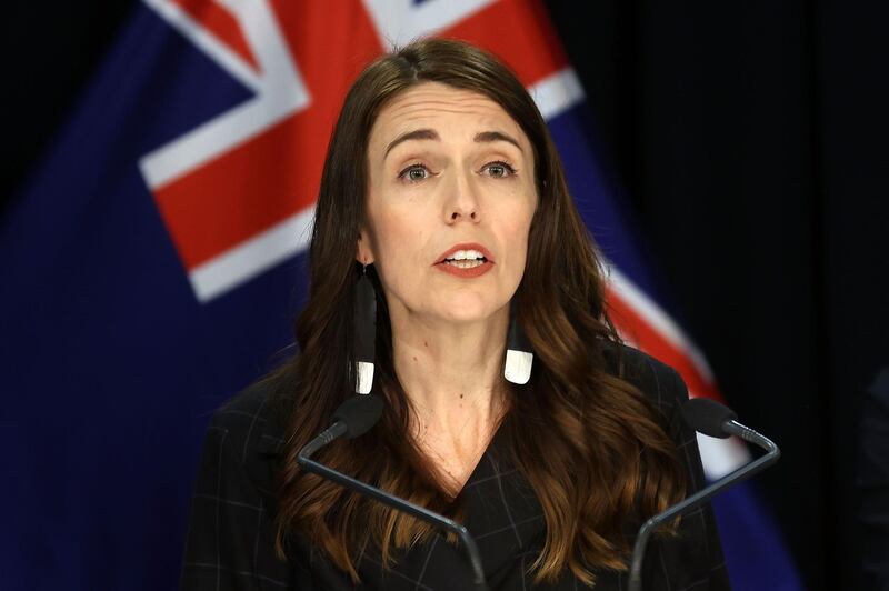 New Zealand's Prime Minister Jacinda Ardern speak during a press conference about the charges laid over the 2019 White Island volcanic eruption, in Wellington on November 30, 2020. / AFP / Marty MELVILLE

