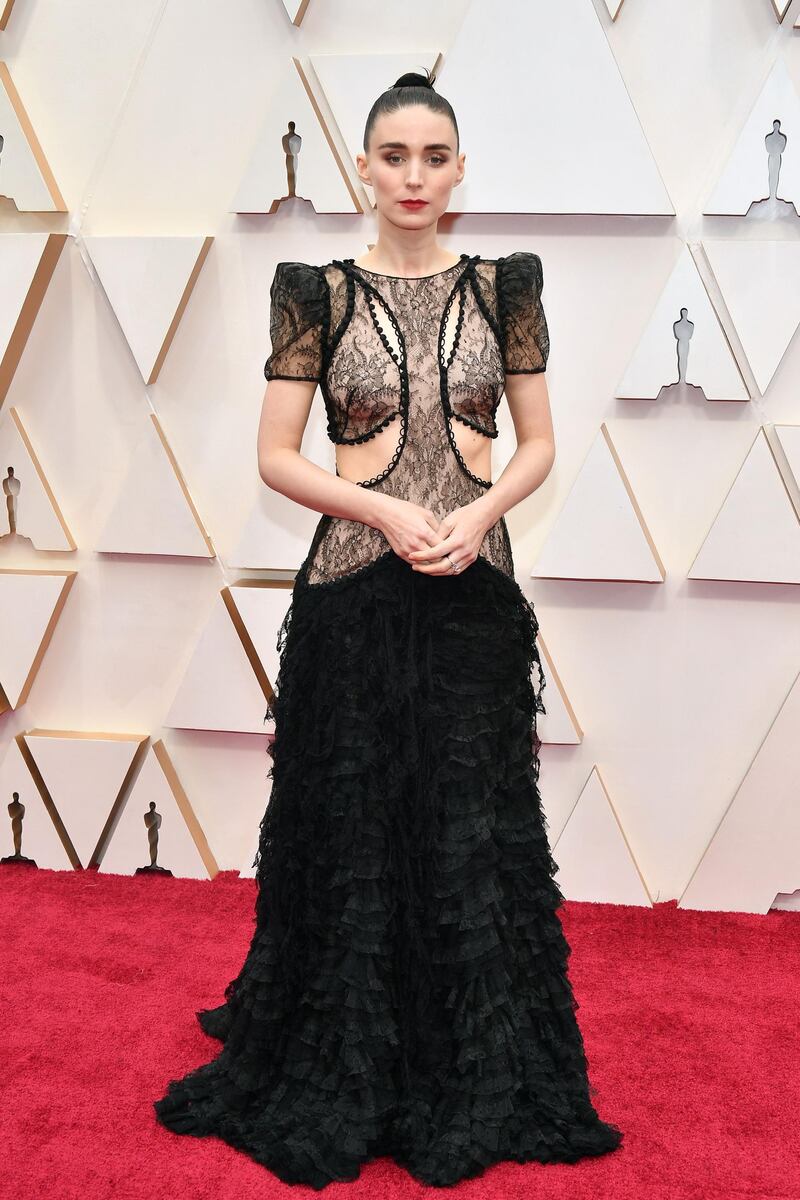 Rooney Mara in Alexander McQueen at the 92nd Annual Academy Awards at Hollywood and Highland on February 09, 2020 in Hollywood, California. AFP