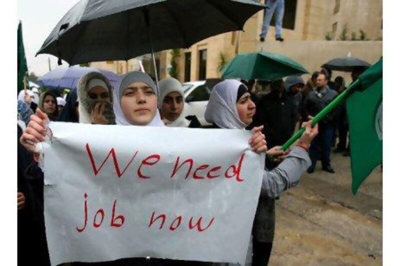 Jordan's high unemployment rate of 14 per cent was one of the triggers for public protests earlier this month.