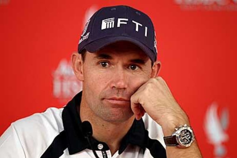 A dejected Harrington address the press conference after admitting that he erred on the wrong side of the rule book.