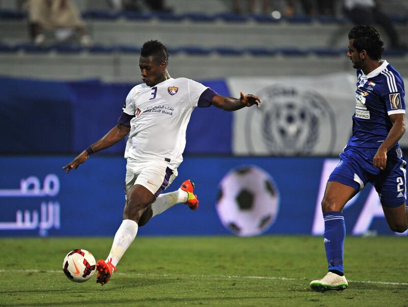 Asamoah Gyan, left, Al Ain’s Ghanaian striker, says the Garden City club are not far from turning the corner in what has been an ordinary season for the Arabian Gulf League champions so far. Jeff Topping for The National
