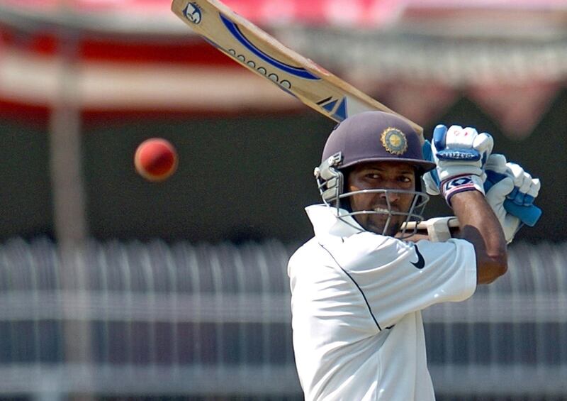 RESIZED. Indian cricketer Wasim Jaffer keeps his eye on the ball after playing a shot on his way to a century (100 runs) on the fifth day of the first Test match between India and England at The Vidharba Cricket Association Stadium in Nagpur, 05 March 2006. The match ended in a draw with the second Test match due to start in Mohali 09 March.  AFP PHOTO/ MANAN VATSYAYANA / AFP PHOTO / MANAN VATSYAYANA