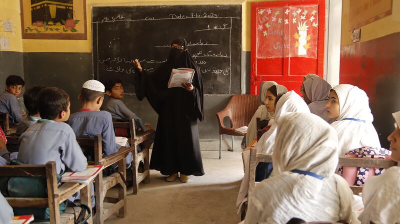 Sameena Gul teaching at Danish Model School in Peshawar