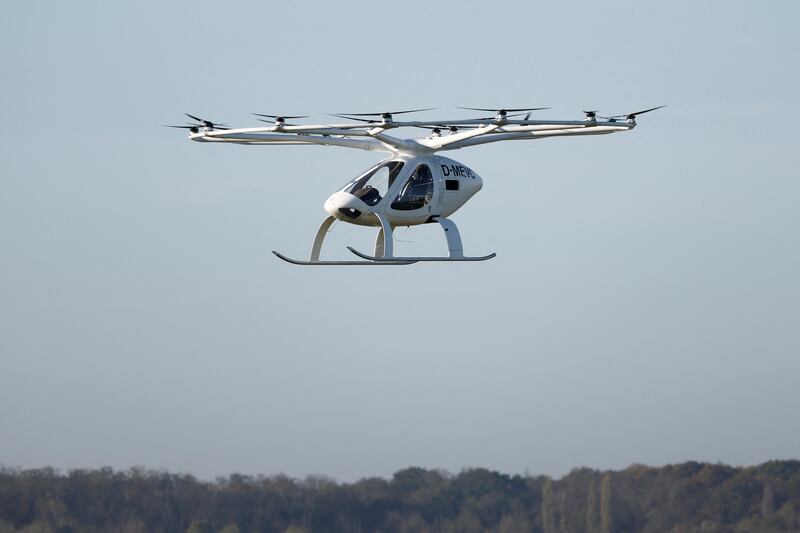 A Volocopter drone taxi at Pontoise airfield near Paris, France.  Reuters