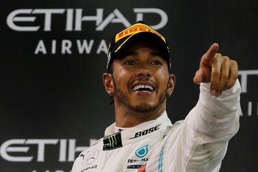 Lewis Hamilton celebrates after winning last season’s Abu Dhabi Grand Prix. Reuters