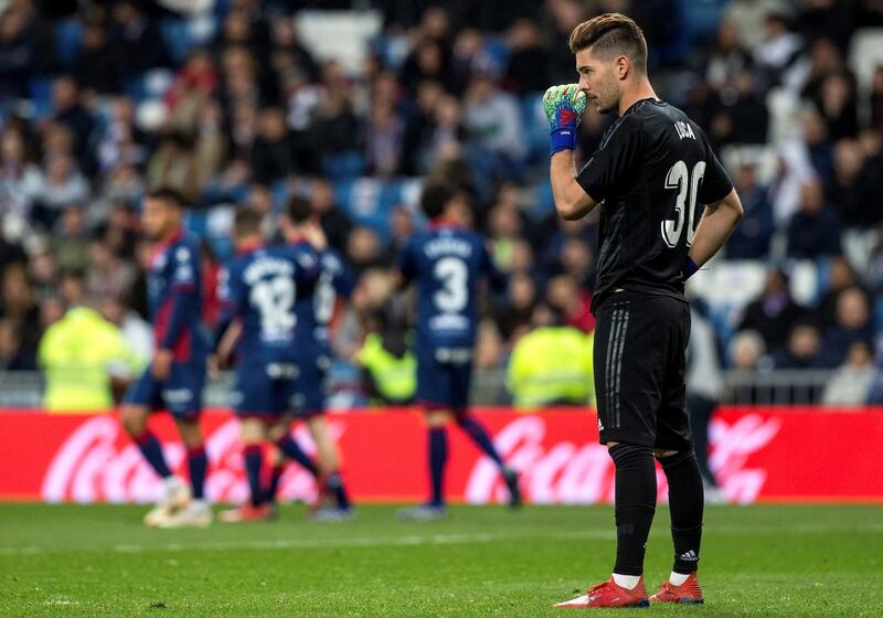 Luca Zidane reacts after the score becomes 2-2 during the Huesca match  EPA