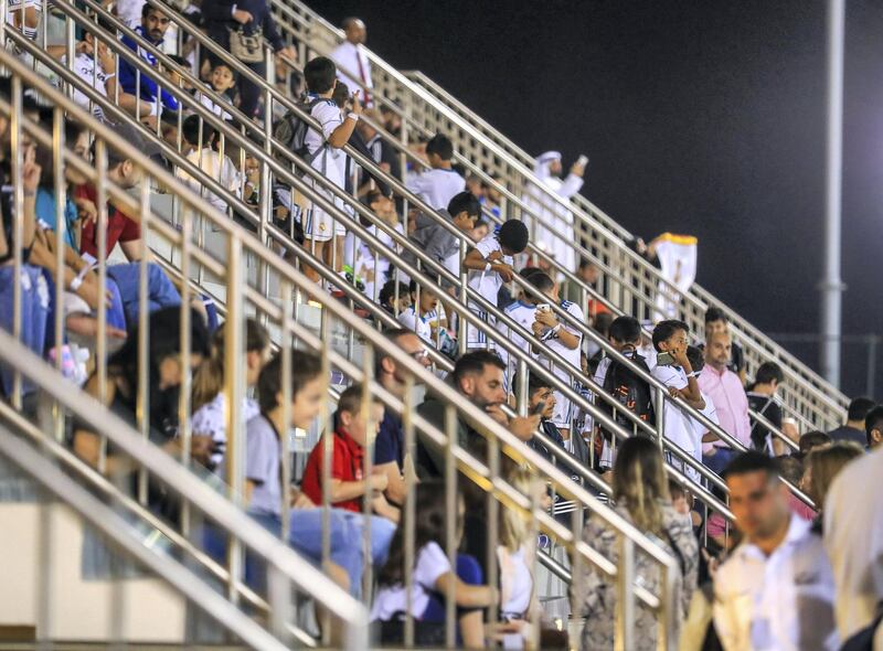 Abu Dhabi, U.A.E., December 17, 2018.  Real Madrid training session at the NYU Abu Dhab football stadium.  Football fans at the practice session.Victor Besa / The NationalSection:  SportsReporter:  John Mc Auley