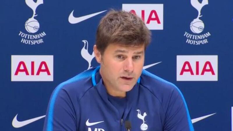 Tottenham Hotspur manager Mauricio Pochettino speaks to reporters ahead of Sunday's game against Chelsea at Wembley. Reuters