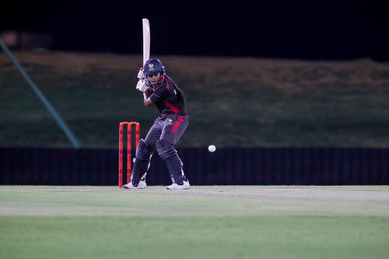 UAE's Kavisha Kumari Edodage in action with the bat. 