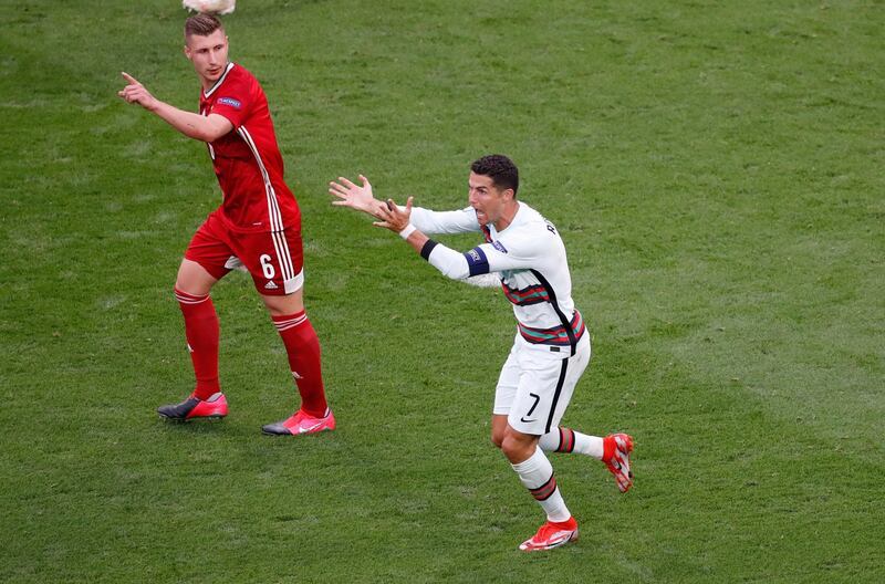 Portugal's Cristiano Ronaldo unsuccessfully appeals for a penalty. Reuters