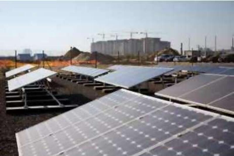 Abu Dhabi - November 11, 2008: Solar panels undergoing testing at Masdar. Lauren Lancaster / The National *** Local Caption ***  11.11.08 - masdar solar004.jpgbz13no-solarmain.jpg
