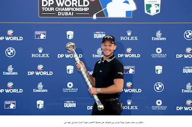 Danny Willett after winning the  DP World Tour Championship at Jumeirah Golf Estates in Dubai last year. Getty