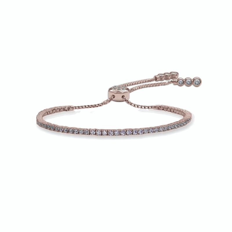 <p>Lexi bracelet in rose gold with round brilliant white diamonds from Carat London; Dh760