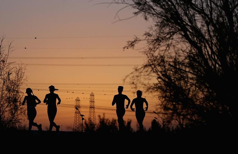 Runners during the Wings for Life World Run at Nad Al Sheba Cycle Park on Sunday in Dubai. Francois Nel / Getty Images / May 4, 2014