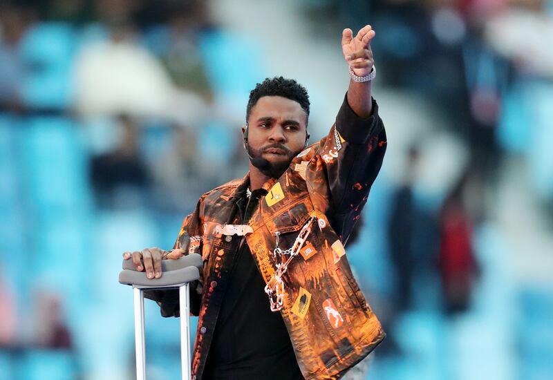 Jason Derulo performs at the opening ceremony of the ILT20 in Dubai. Chris Whiteoak / The National