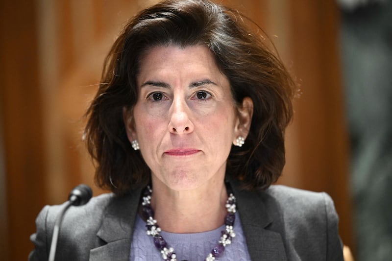 US Secretary of Commerce Gina Raimondo testifies before the Senate Appropriations subcommittee on Commerce, Justice, Science, and Related Agencies last month. AFP