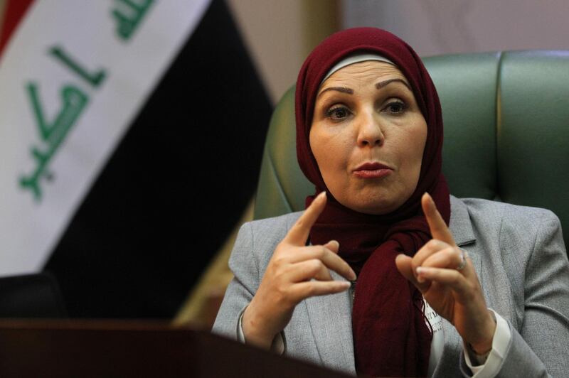 Baghdad Mayor Thikra Alwash, 60-year-old civil engineer and only woman mayor of a Middle East capital, speaks during an interview with AFP in the Iraqi capital on January 29, 2018.
Thikra wants to revive her war-torn city, fix its decrepit infrastructure and twin it with Paris -- another female-led metropolis. / AFP PHOTO / AHMAD AL-RUBAYE
