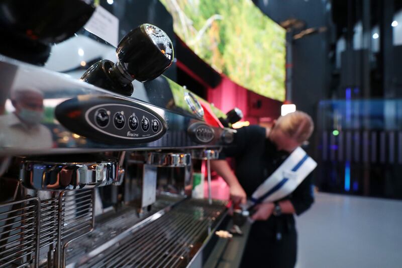 A coffee machine powered by CO2 at the Finland pavilion on the 10th day of Expo 2020, Dubai. Images Chris Whiteoak/The National, unless stated.