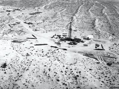 Juwaiza oil rig pictured from above in 1957. Courtesy: Adnoc Drilling