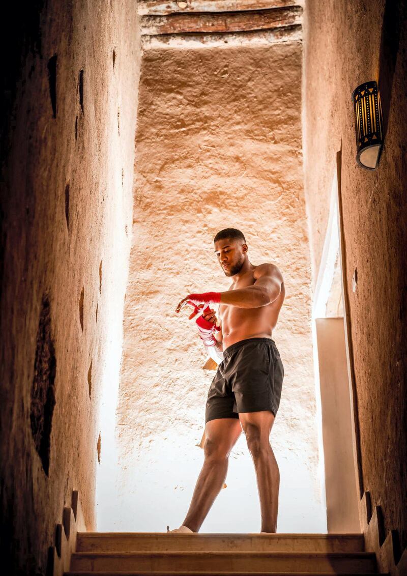 Anthony Joshua during a photo shoot for "Clash of the Dunes". Credit General Sports Authority