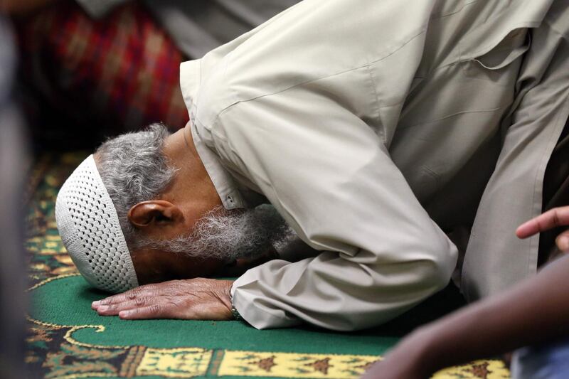 A man attends congregational Friday prayers at the Jamia Masjid mosque in Hamilton. AFP