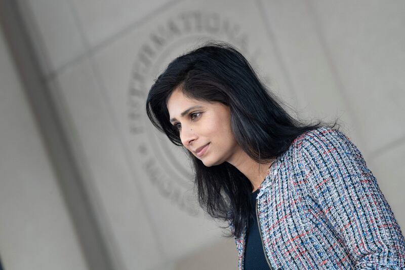 Gita Gopinath, first deputy managing director of the IMF, said eliminating gender disparities that hold women back 'is the right thing to do'. AFP