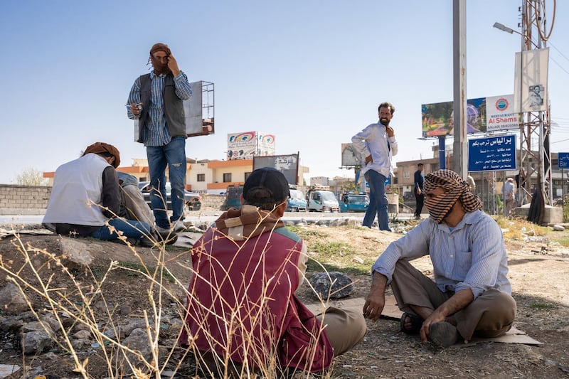 In Beqaa hit by the economic crisis, Syrians are waiting to be hired as handymen for the day. September 25th 2020 Thibault Lefébure for The National