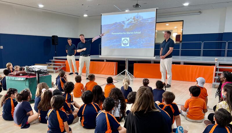 Rai Tamagnini, James Raley and Toby Gregory raised awareness of the impact of marine pollution in talks at UAE schools ahead of their bid to row across the Atlantic Ocean. 
