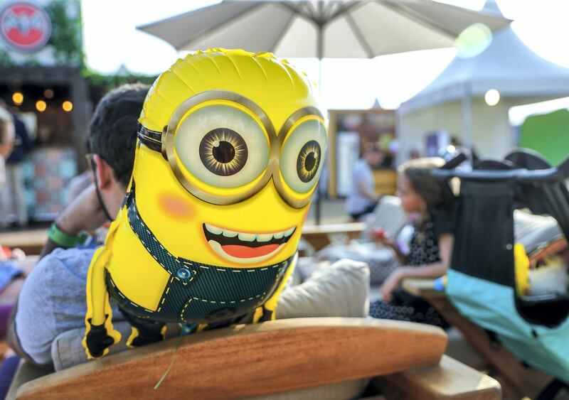 Abu Dhabi, United Arab Emirates, November 9, 2019.  
Taste of Abu Dhabi at the Du Arena.  
--Minions baloon at the food fair.
Victor Besa/The National
Section:  NA
Reporter: