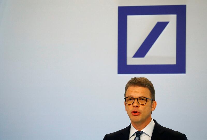 FILE PHOTO: Christian Sewing, CEO of Deutsche Bank AG, addresses the media during the bank's annual news conference in Frankfurt, Germany, February 1, 2019. REUTERS/Kai Pfaffenbach/File Photo
