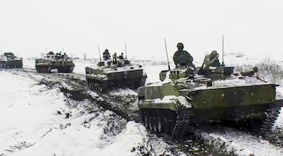 Russian exercises near Ukraine's border alarmed western leaders early last year. AP 