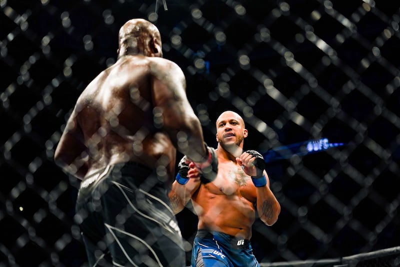 Derrick Lewis and Ciryl Gane square off. AFP