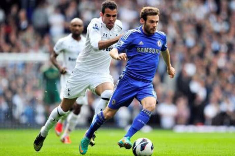 Juan Mata, right, inspired Chelsea’s comeback with two goals and an assist against Tottenham.