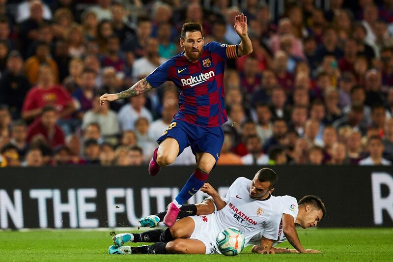 Messi in action at Camp Nou. EPA