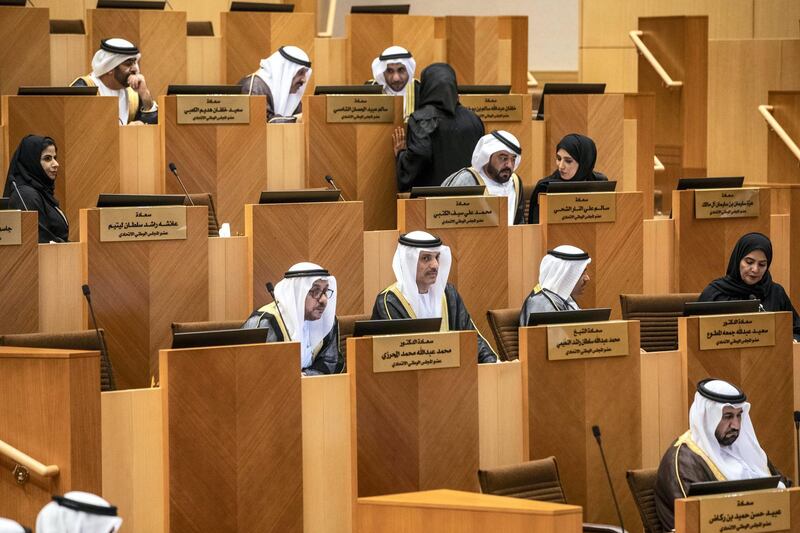 DUBAI, UNITED ARAB EMIRATES. 22 MAY 2019. Federal National Council meeting. FNC. (Photo: Antonie Robertson/The National) Journalist: Haneen Dajani. Section: National.