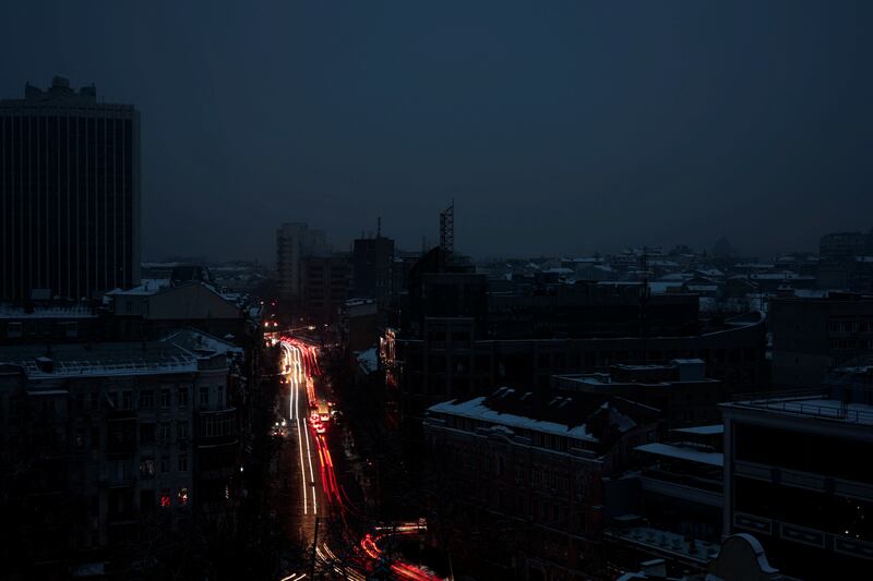 Darkness shrouds Kyiv, large parts of which were without electricity after critical civil infrastructure was hit by Russian missiles. Reuters