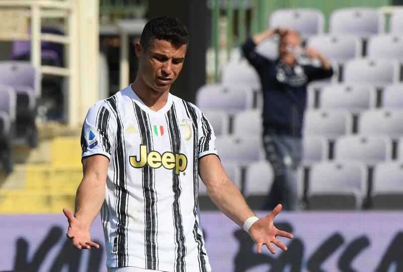 Juventus star Cristiano Ronaldo looks downcast against Fiorentina. Reuters