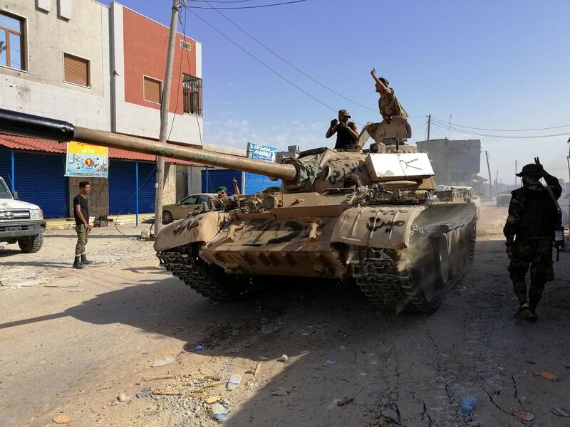 Troops from eastern Libyan forces are seen in Ain Zara, south of Tripoli, Libya April 11, 2019. Picture taken April 11, 2019. REUTERS/Stringer  NO RESALES. NO ARCHIVES