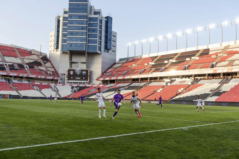 Abu Dhabi, United Arab Emirates - Reporter: John McAuley: The game between Sharjah and Al Ain in the PresidentÕs Cup semi-final is played behind closed doors as the UAE FA ruled that matches had to be played without fans as a precautionary measure because of the coronavirus. Tuesday, March 10th, 2020. Mohamed bin Zayed Stadium, Abu Dhabi. Chris Whiteoak / The National